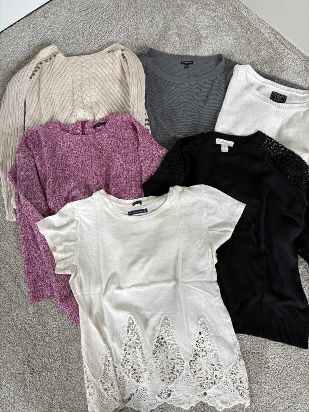 Abercrombie & Fitch Women's Sweater Lot - Cream, Gray, White, Black, Pink, Beige